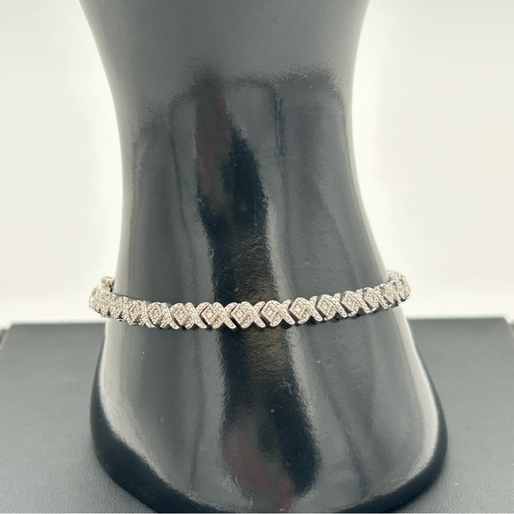 Sterling Silver Tennis Bracelet with Crystals